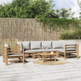 Loungegrupp 7 delar ljusgråa dynor bambu