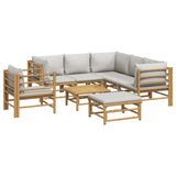 Loungegrupp 8 delar ljusgråa dynor bambu