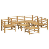 Loungegrupp 8 delar ljusgråa dynor bambu