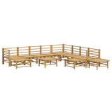 Loungegrupp 12 delar ljusgråa dynor bambu