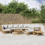 Loungegrupp 12 delar ljusgråa dynor bambu