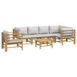 Loungegrupp 7 delar ljusgråa dynor bambu