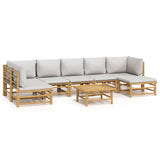 Loungegrupp 8 delar ljusgråa dynor bambu