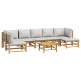 Loungegrupp 8 delar ljusgråa dynor bambu