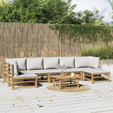 Loungegrupp 8 delar ljusgråa dynor bambu