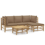 Loungegrupp 5 delar taupe dynor bambu