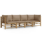 Loungegrupp 4 delar taupe dynor bambu