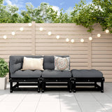Loungegrupp 3 delar svart massiv furu