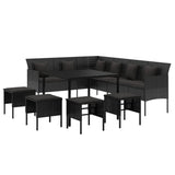 Loungegrupp med dynor 6 delar svart konstrotting
