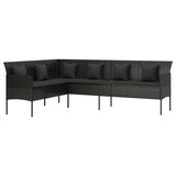 Loungegrupp med dynor 6 delar svart konstrotting