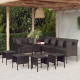 Loungegrupp med dynor 6 delar svart konstrotting