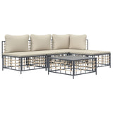 Loungegrupp 5 delar med dynor antracit konstrotting