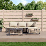 Loungegrupp 5 delar med dynor antracit konstrotting