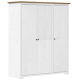 Klädskåp BODO vit och brun 146x53,5x173 cm massiv furu