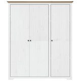 Klädskåp BODO vit och brun 146x53,5x173 cm massiv furu
