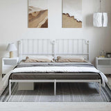 Sängram med huvudgavel metall vit 183x213 cm