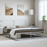 Sängram med huvudgavel metall vit 183x213 cm