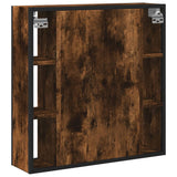 Spegelskåp för badrum rökfärga ek 60x16x60 cm konstruerat trä