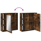 Spegelskåp för badrum rökfärga ek 60x16x60 cm konstruerat trä