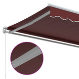 Markis manuellt infällbar vinröd 600x350 cm