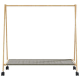 Klädställ med hyllor och hjul 106x34x106,5 cm bambu