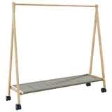 Klädställ med hyllor och hjul 106x34x106,5 cm bambu