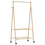 Klädställ med hyllor och hjul 96x45,5x155,5 cm bambu