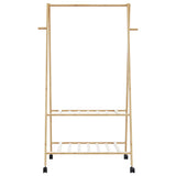 Klädställ med hyllor och hjul 96x45,5x155,5 cm bambu