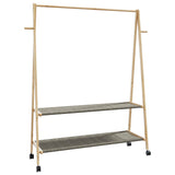 Klädställ med hyllor och hjul 132x45,5x155,5 cm bambu