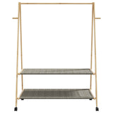 Klädställ med hyllor och hjul 132x45,5x155,5 cm bambu