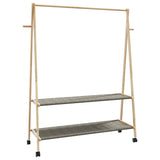Klädställ med hyllor och hjul 132x45,5x155,5 cm bambu