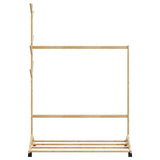 Klädställ med krokar och hjul 100x35x157 cm bambu