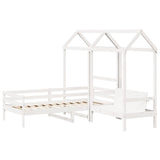 Dagbädd med bänk och tak vit 90x190 cm massiv furu