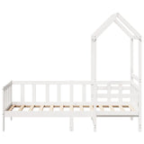 Dagbädd med bänk och tak vit 90x190 cm massiv furu