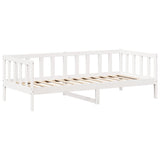 Dagbädd med bänk och tak vit 90x190 cm massiv furu