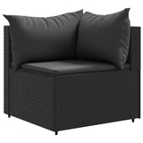 Loungegrupp för trädgården med dynor 9 delar svart konstrotting