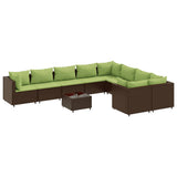 Loungegrupp 10 delar med brun dynor konstrotting