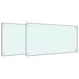 Stänkskydd 2 st vit 80x50 cm härdat glas