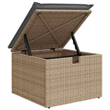 Matgrupp för trädgården med dynor 7 delar beige konstrotting