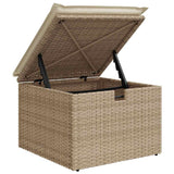 Matgrupp för trädgården med dynor 8 delar beige konstrotting