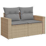 Matgrupp för trädgården med dynor 7 delar beige konstrotting