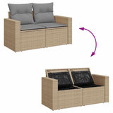Matgrupp för trädgården med dynor 7 delar beige konstrotting