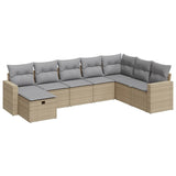 Matgrupp för trädgården med dynor 8 delar beige konstrotting