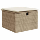 Matgrupp för trädgården med dynor 8 delar beige konstrotting