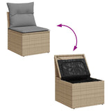 Matgrupp för trädgården med dynor 8 delar beige konstrotting