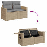 Matgrupp för trädgården med dynor 8 delar beige konstrotting