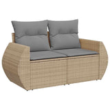 Matgrupp för trädgården med dynor 8 delar beige konstrotting