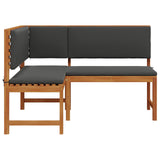 Trädgårdens Hörnbänk med Kuddar 140x100x91 cm Massivt Akaciaträ