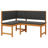 Trädgårdens Hörnbänk med Kuddar 140x100x91 cm Massivt Akaciaträ