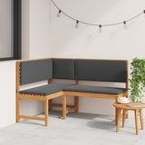 Trädgårdens Hörnbänk med Kuddar 140x100x91 cm Massivt Akaciaträ